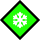 緑ひし形に雪の結晶